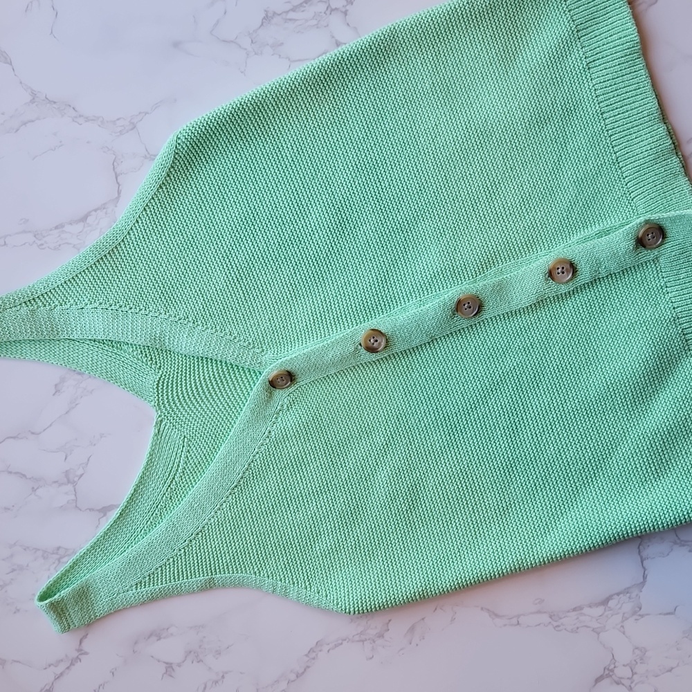 LOFT Lime Green Sherbert Button Down Vest Tank S